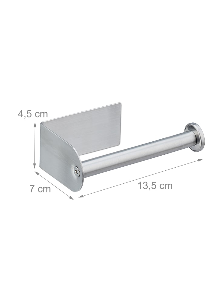 relaxdays Toilettenpapierhalter in Silber - (B)13,5 x (H)4,5 x (T)7 cm günstig kaufen onesize