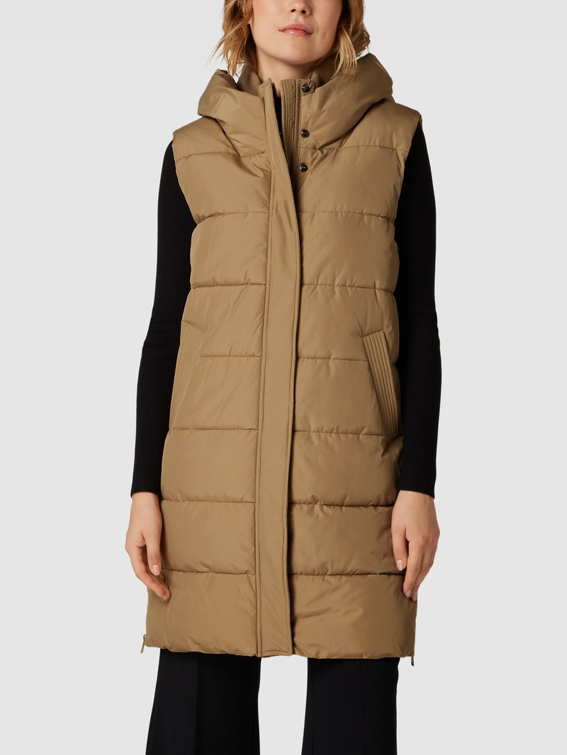 Steppweste mit Kapuze in beige