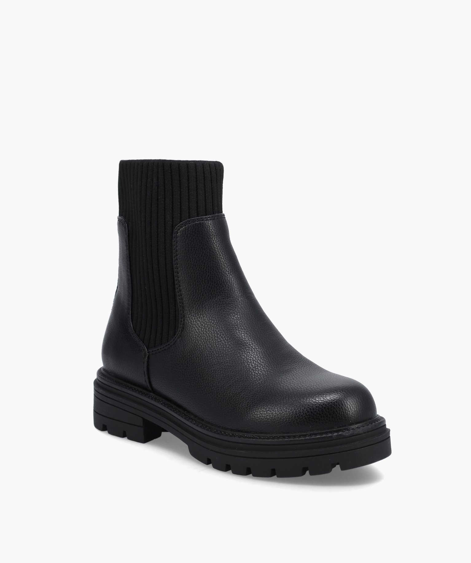 Boots fille unies à col chaussette et semelle crantée noir | GEMO