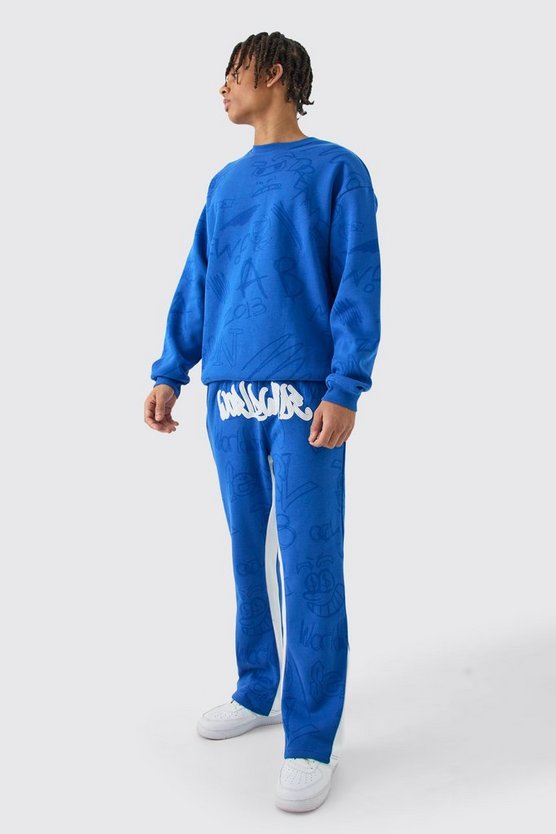 Oversize Trainingsanzug mit Graffiti-Applikation