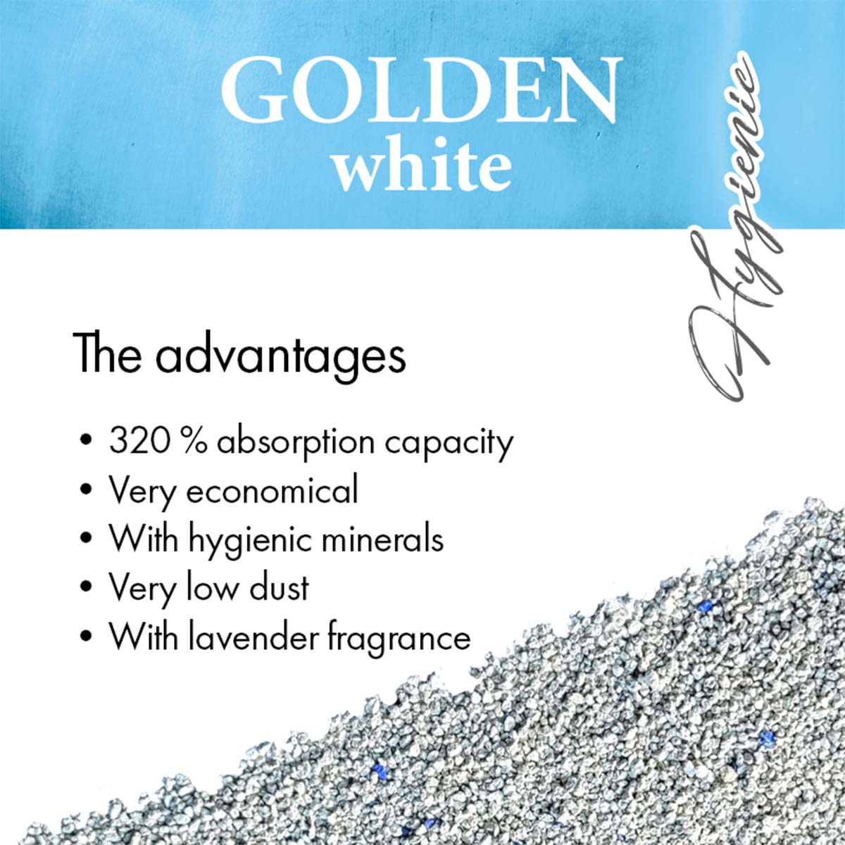 Golden White Hygienic Katzenstreu mit Lavendelduft