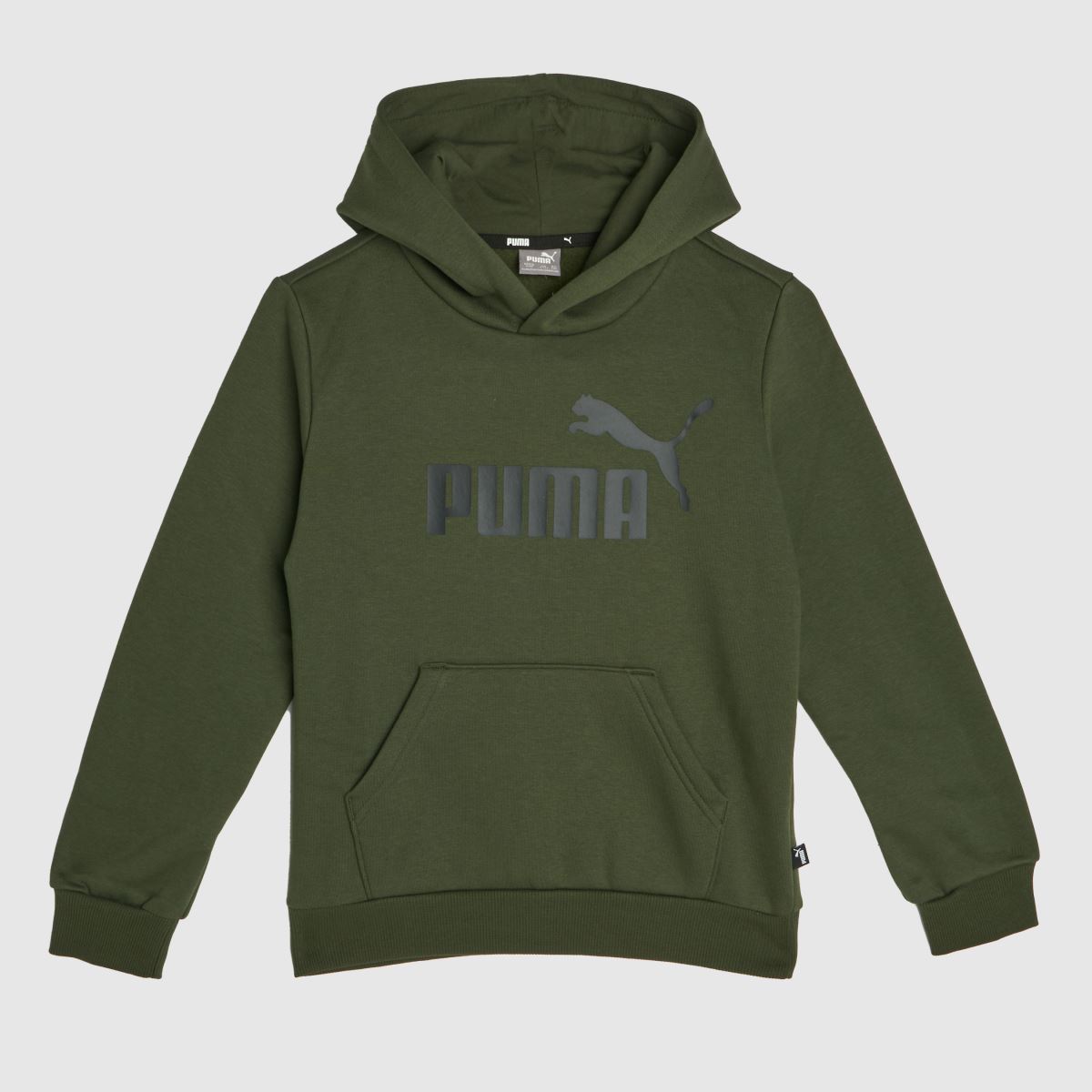 PUMA – Khakifärgad huvtröja för barn med stor logga