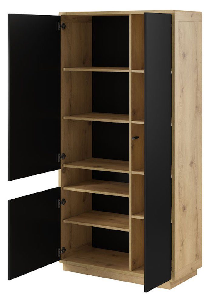 Helvetia Stauraumschrank Aston 92cm Taurus Eiche schwarz 3-türig
