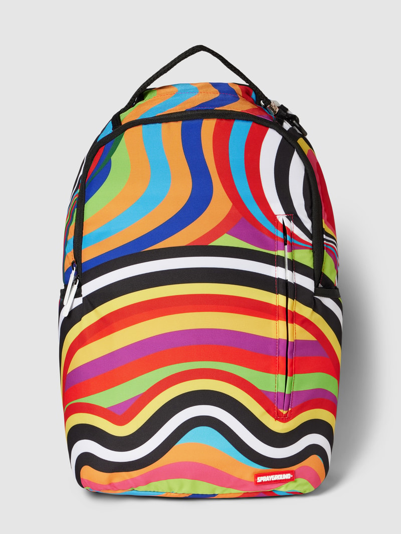 Rucksack mit Allover-Muster Modell 'GROOVY WAVES' in orange