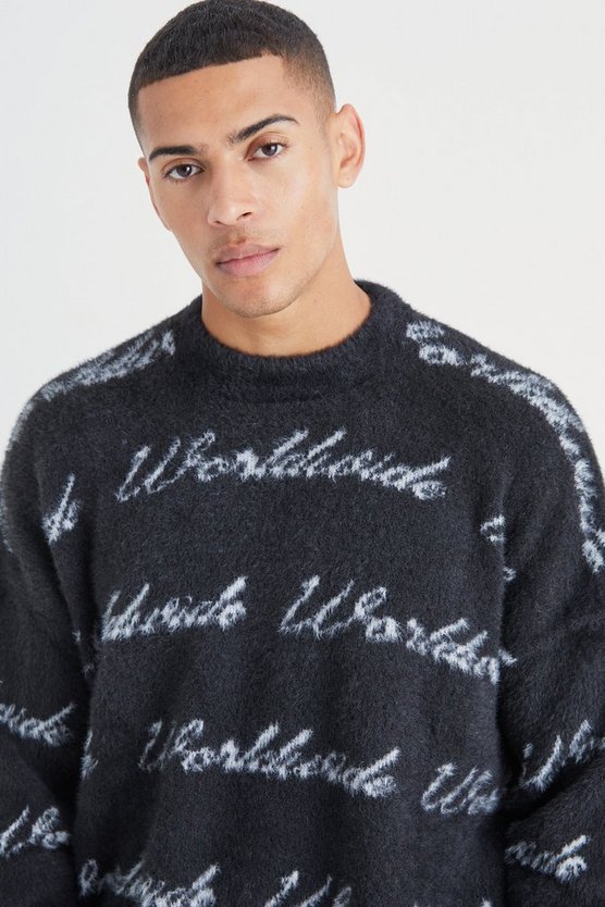 Flauschiger Oversize Worldwide-Strickpullover