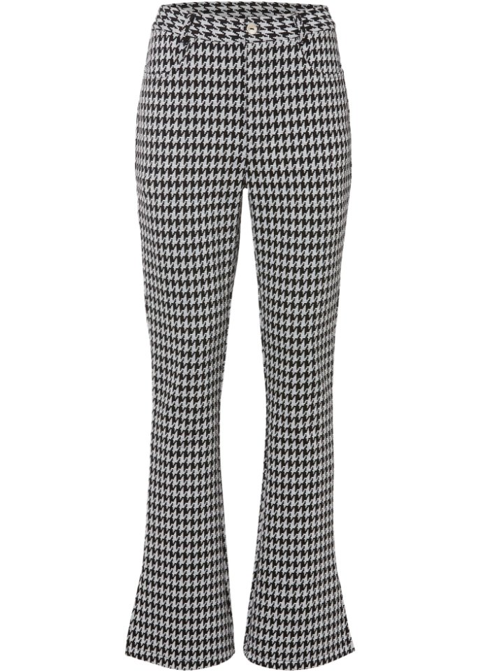 Jacquard Hose mit Schlitz und Hahnentritt-Muster