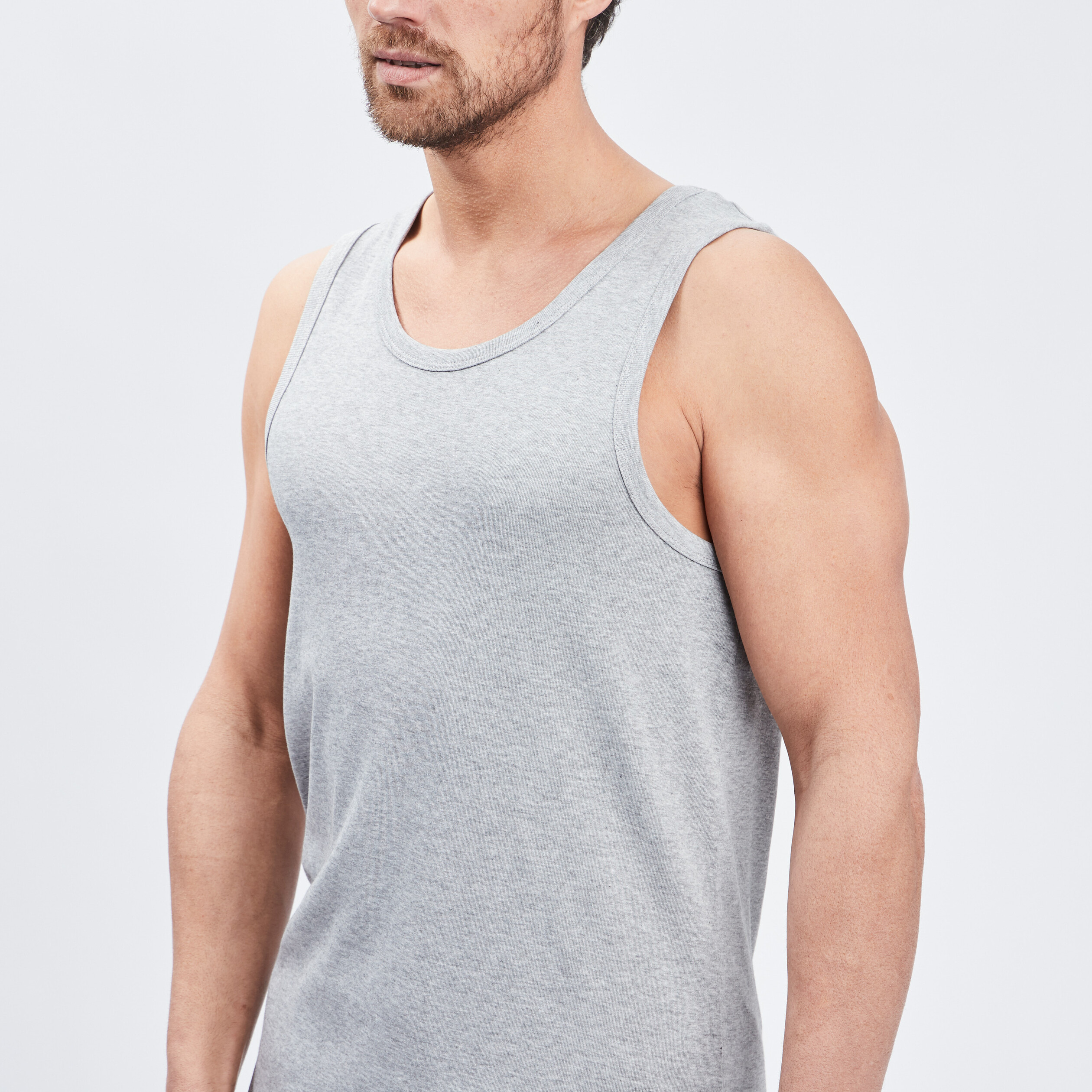 Débardeur coton bretelles larges gris homme | La Halle