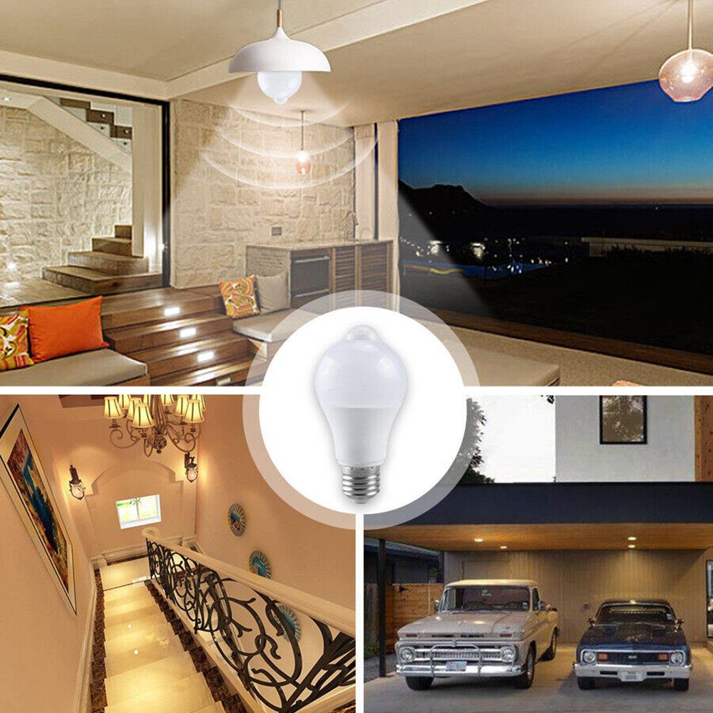 iscooter E27 mit PIR Bewegungsmelder, 12W Smarte Lampe, 120°, Auto on/off