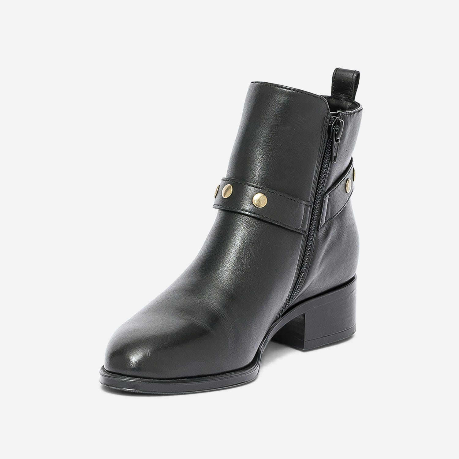Boots noir en cuir éco-conçu clouté