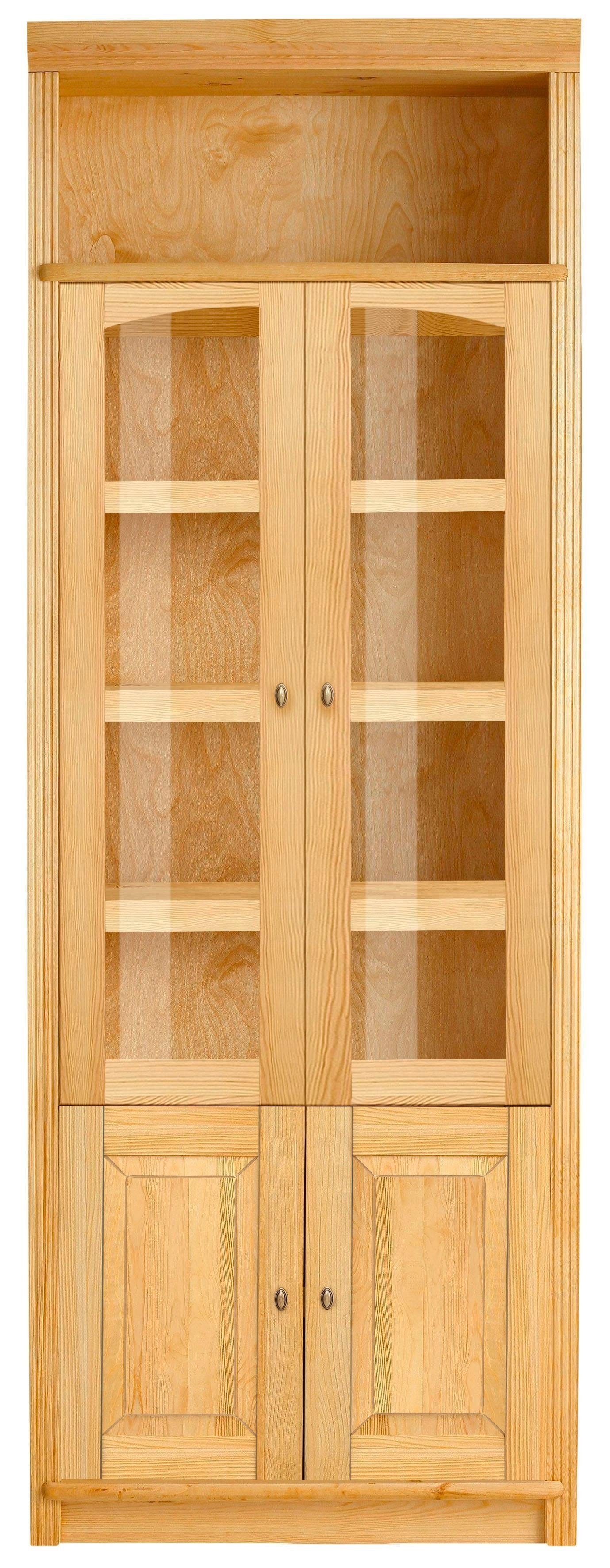 Home affaire Bücherregal Soeren, massiver Kiefer, in 2 Höhen, Tiefe 29 cm, Türen mit Klarglas Einsatz