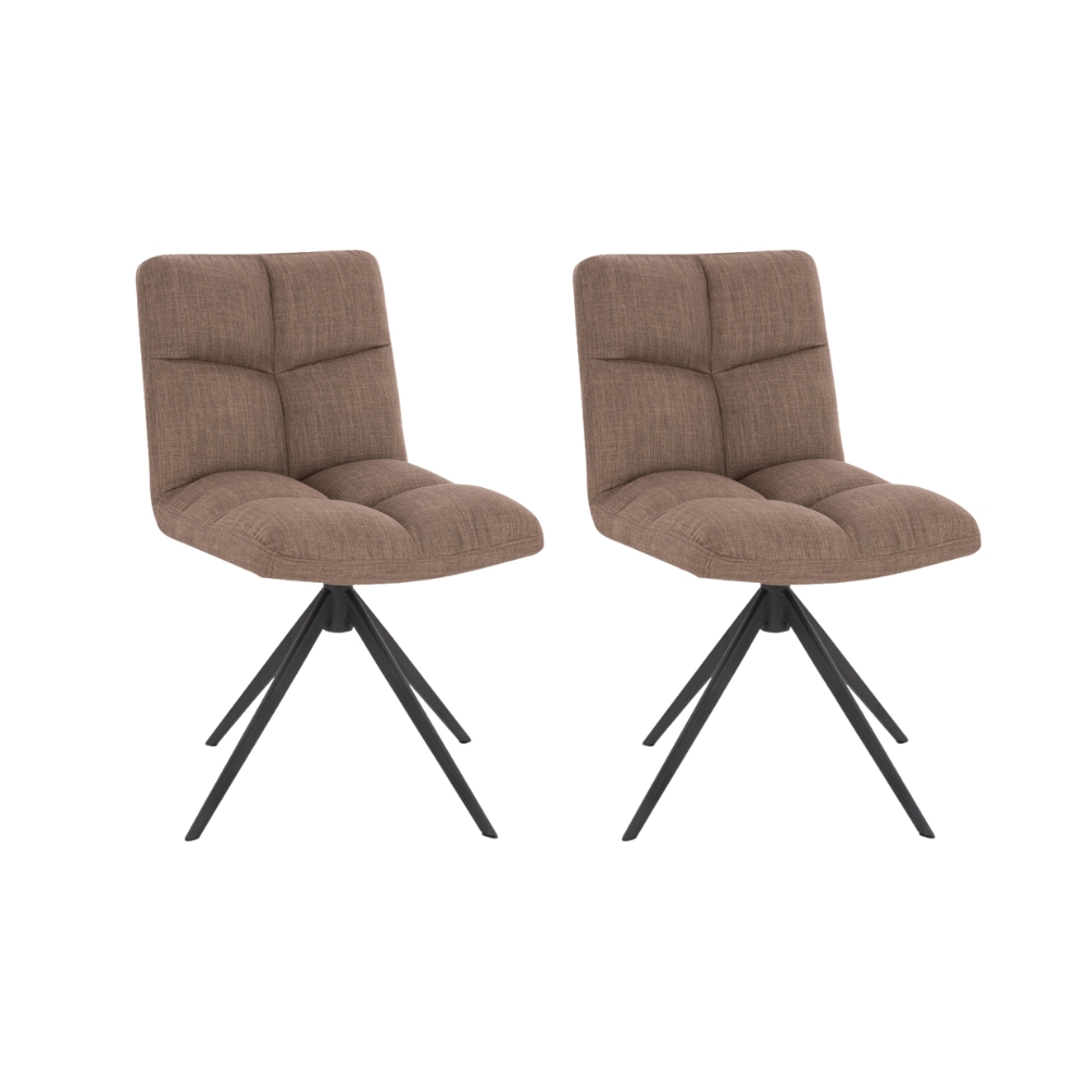 Home Deluxe Esszimmerstuhl drehbar 2er Set NODA – Webstoff Grau / Braun