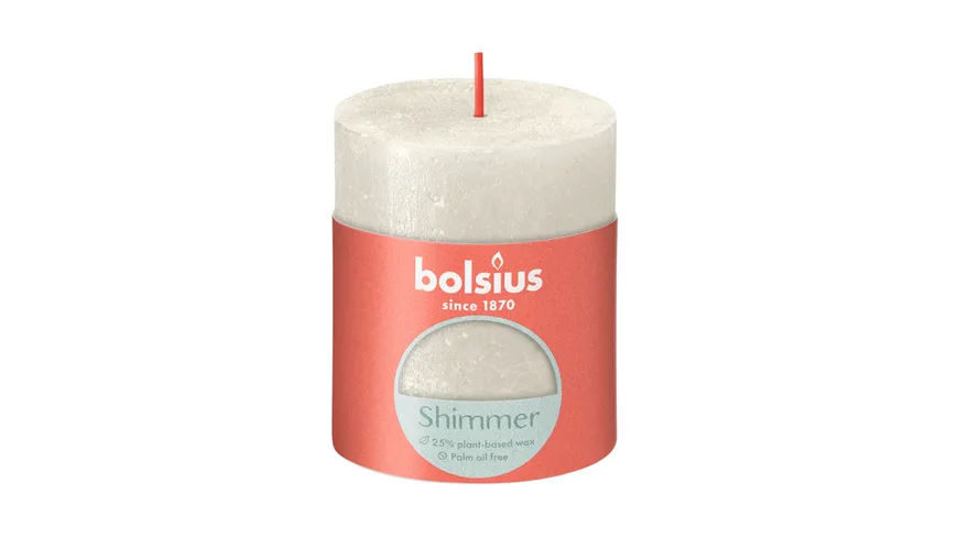 bolsius Rustikkerze Shimmer 8/6,8cm Elfenbein