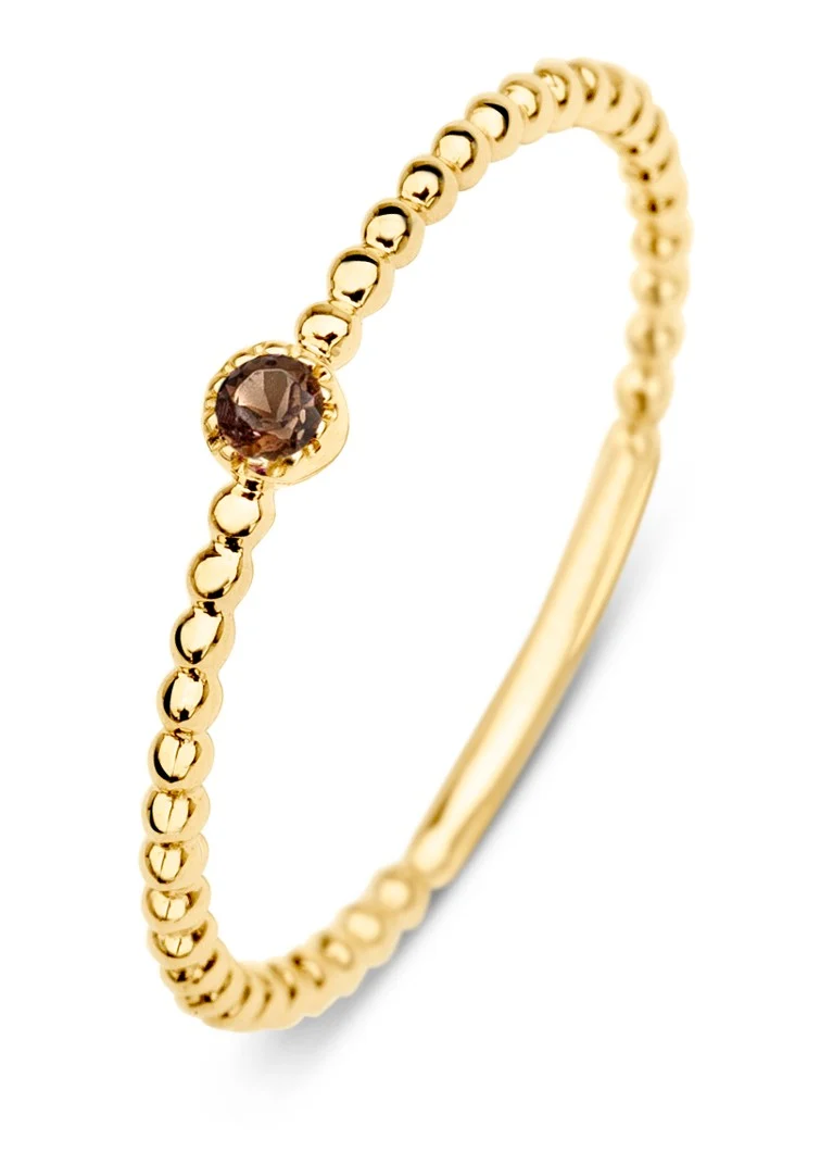 Inel Joy Diamond Point din aur galben cu cuarț fumuriu de 0,04 ct.