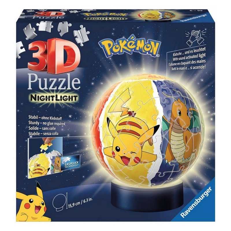 Puzzle 3D Ball Pokemon illuminé 72 pièces