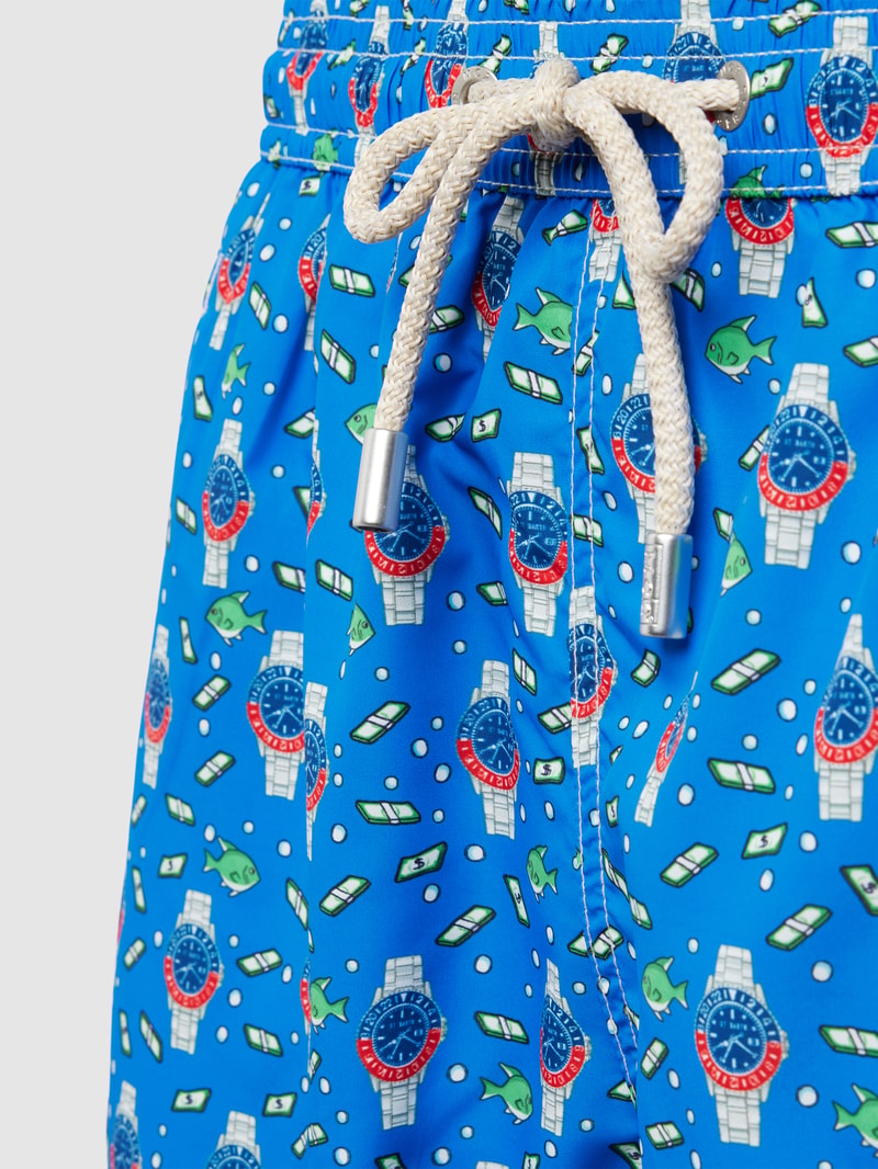 Badehose mit Allover-Muster Modell 'LIGHTING' in blau
