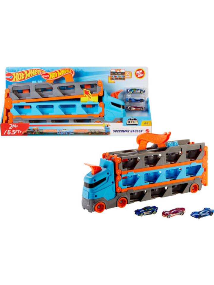 Hot Wheels Spielzeugfahrzeug 2-in-1 Rennbahn Transporter, ab 4 Jahre günstig kaufen onesize