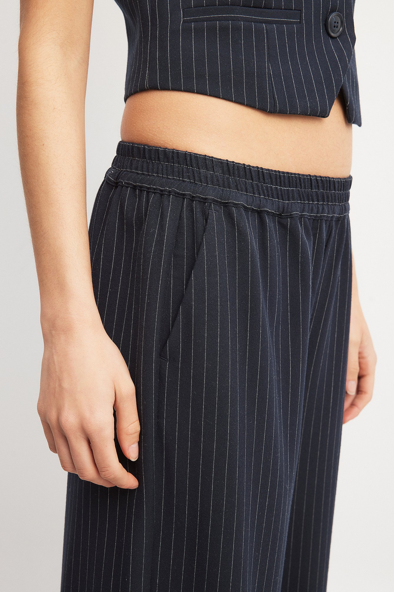 Elastic Mid Waist Pants