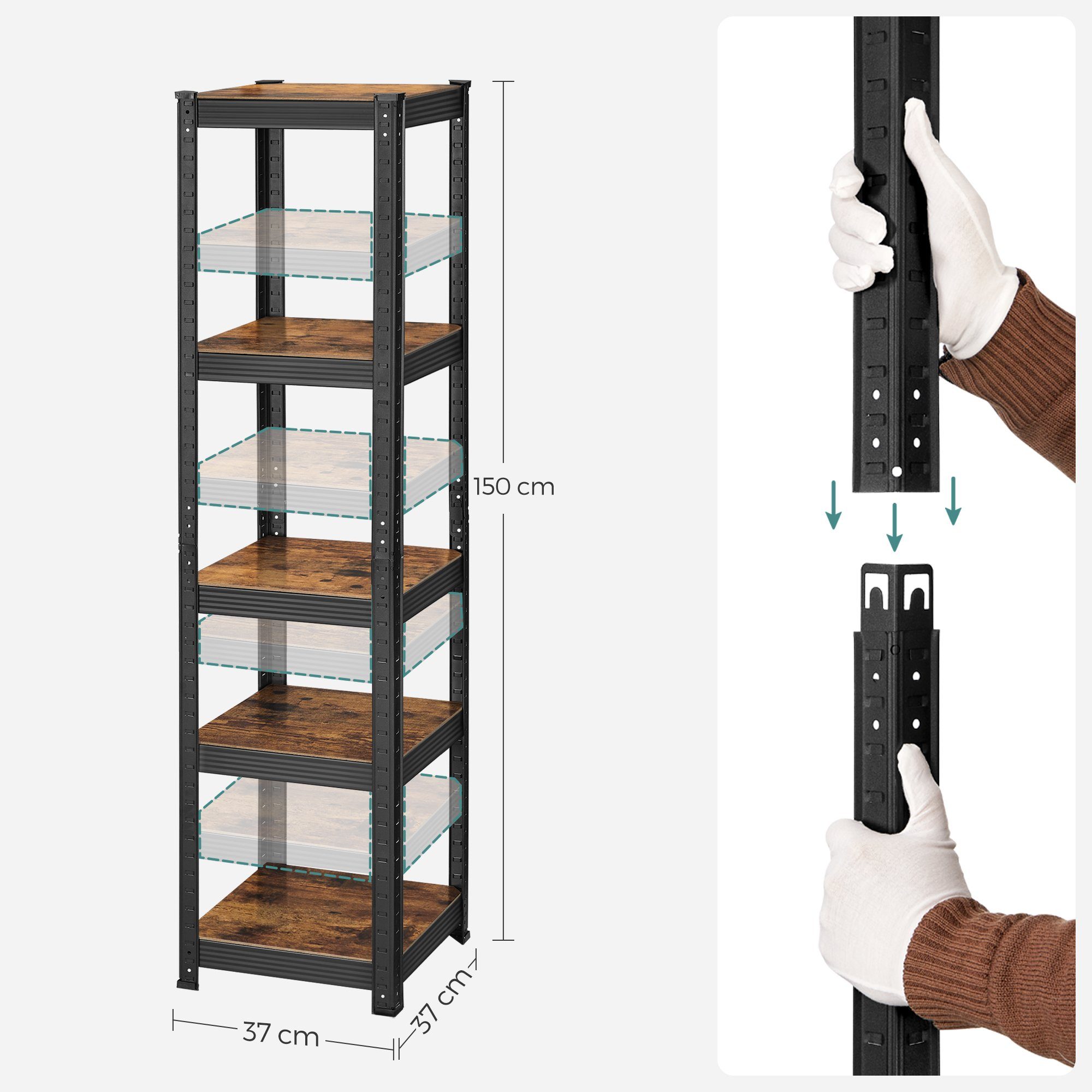 SONGMICS Küchenregal Schwerlastregal, 1-tlg., bis 400 kg belastbar