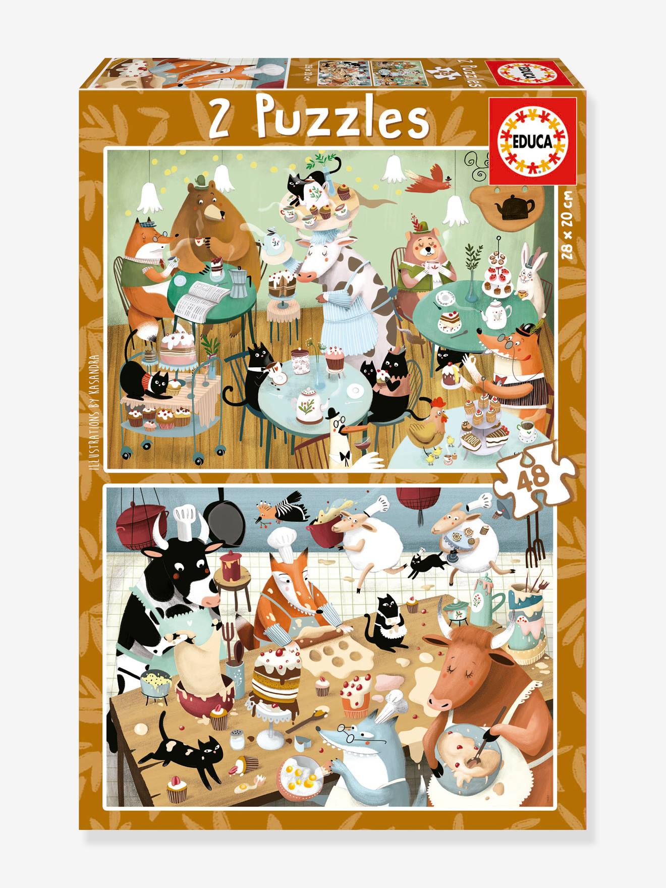 Educa 2 Kinder Puzzles Geschichten aus dem Wald EDUCA, 48 Teile - braun