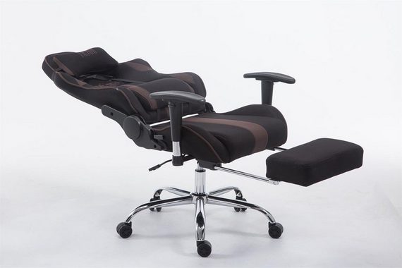 TPFLiving Gaming-Stuhl Limitless-2 mit bequemer Rückenlehne - höhenverstellbar - 360° drehbar (Schreibtischstuhl, Drehstuhl, Gamingstuhl, Racingstuhl, Chefsessel), Gestell: Metall chrom - Sitzfläche: Stoff schwarz/braun