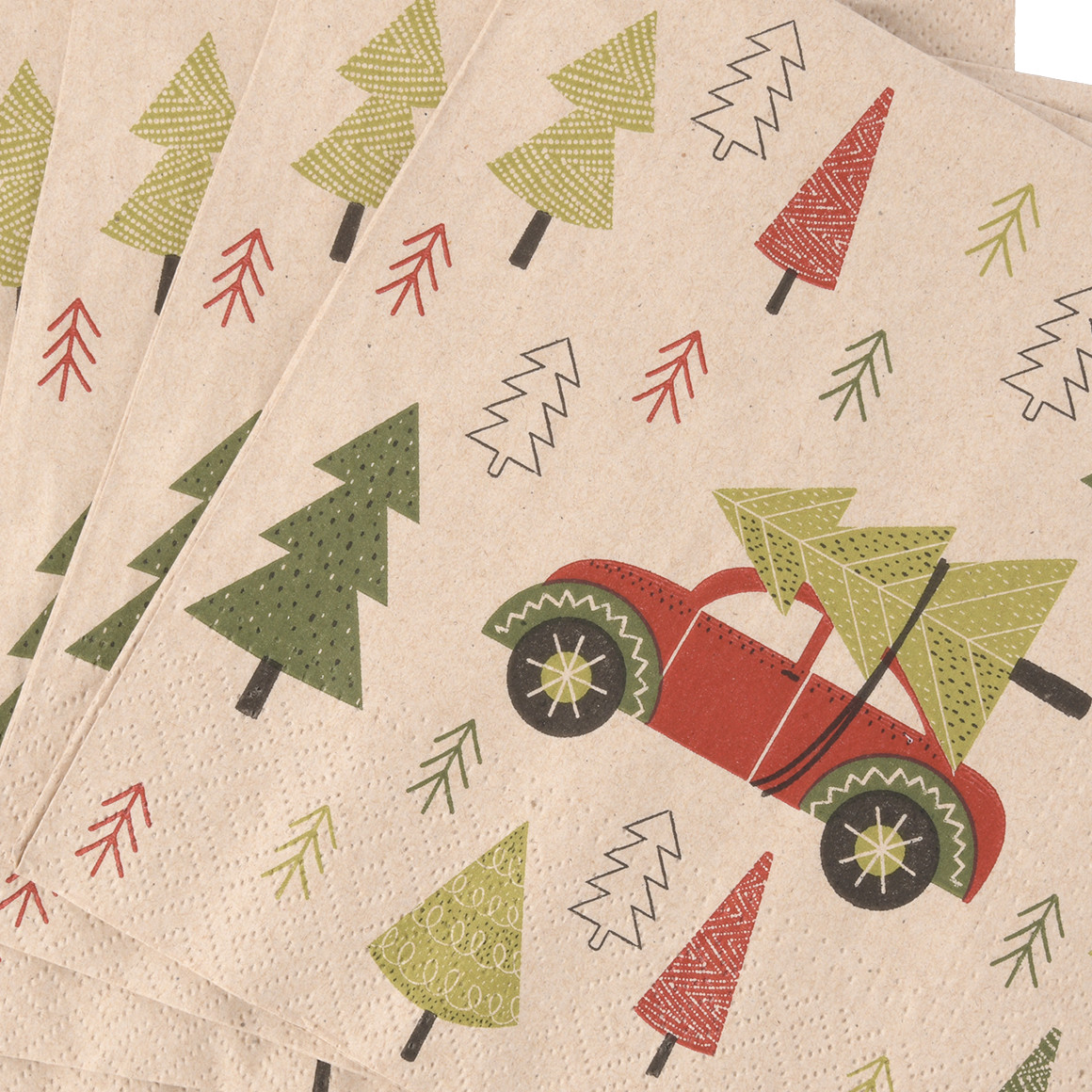 20 Servietten im weihnachtlichen Dessin beige / bunt