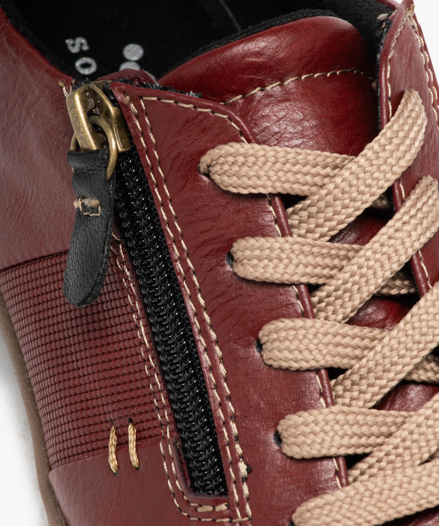 Derbies femme confort dessus uni à zip et à lacets - Softr... rouge | GEMO