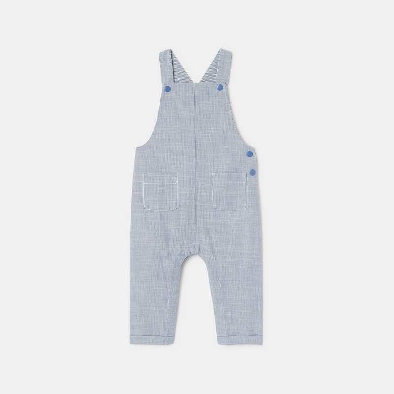 Salopette en coton bio bleue mixte Absorba