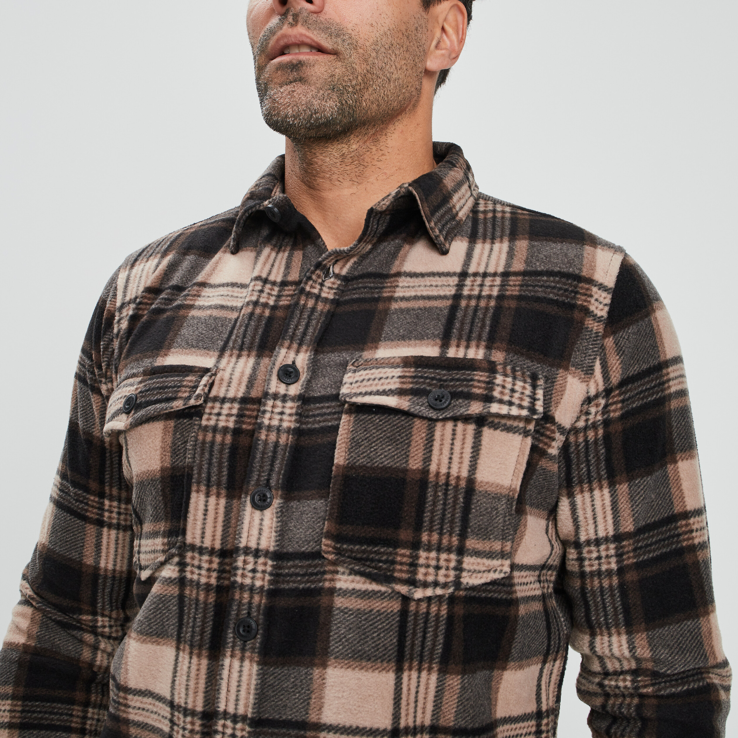 Chemise manches longues taupe homme | La Halle