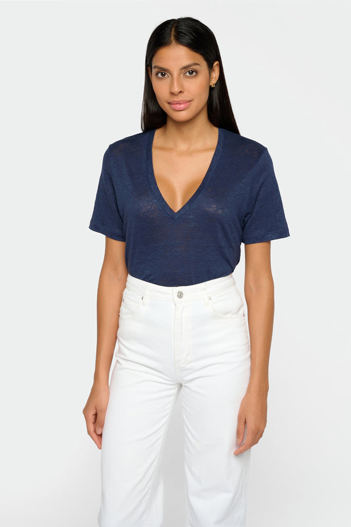 T-shirt V en lin Ima