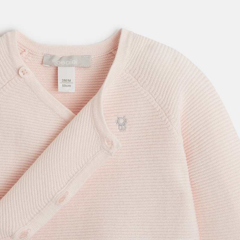 Brassière tricot côtelé coton bio rose naissance