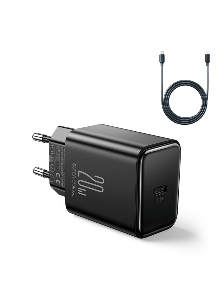 COFI 1453 Joyroom Ladegerät 20W mit 1m Kabel USB-C kompatibel mit iPhone in Schwarz günstig kaufen onesize
