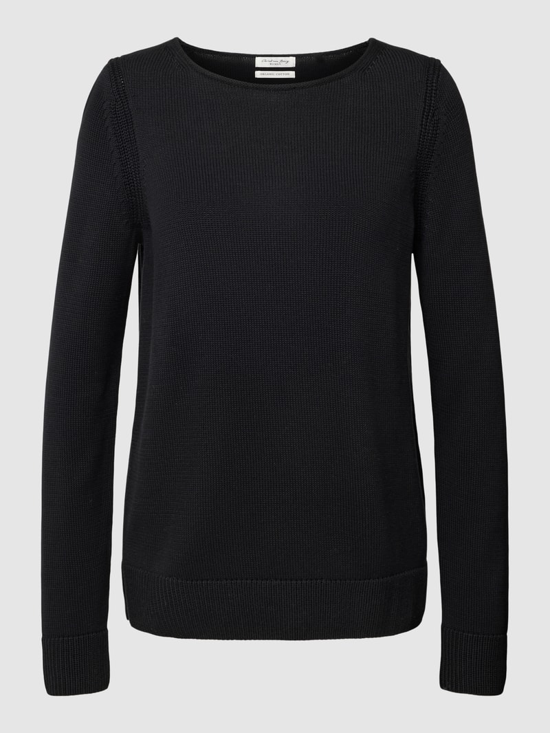 Strickpullover mit U-Boot-Ausschnitt in schwarz