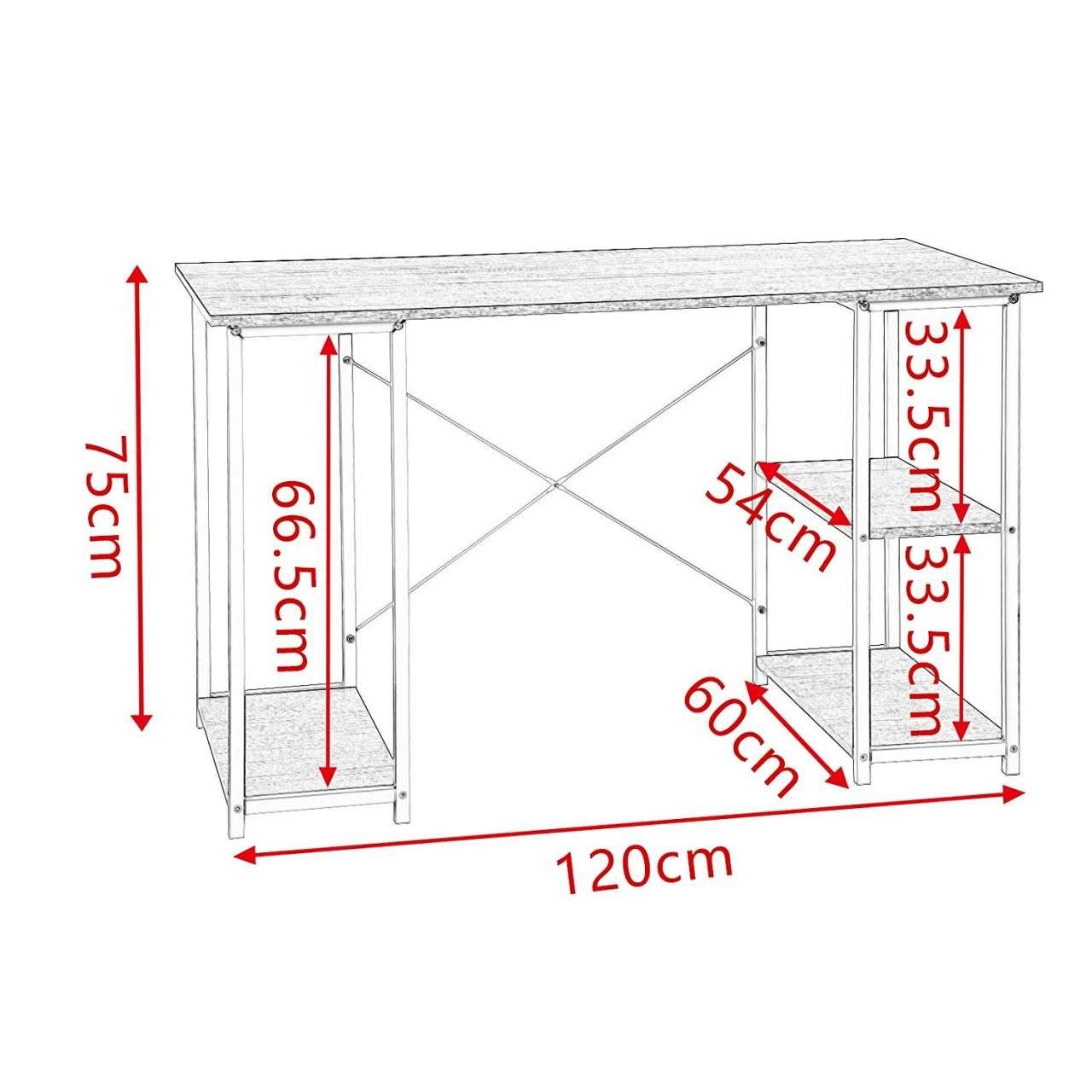 Woltu Schreibtisch (1-St), aus Holz und Stahl, mit Ablage, ca. 120x60x75 cm