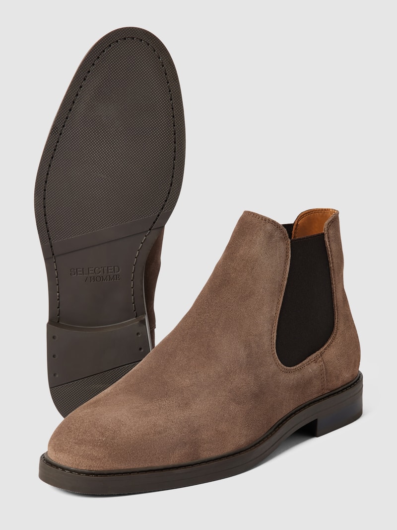 Chelsea Boots aus Leder mit elastischen Einsätzen in hellbraun