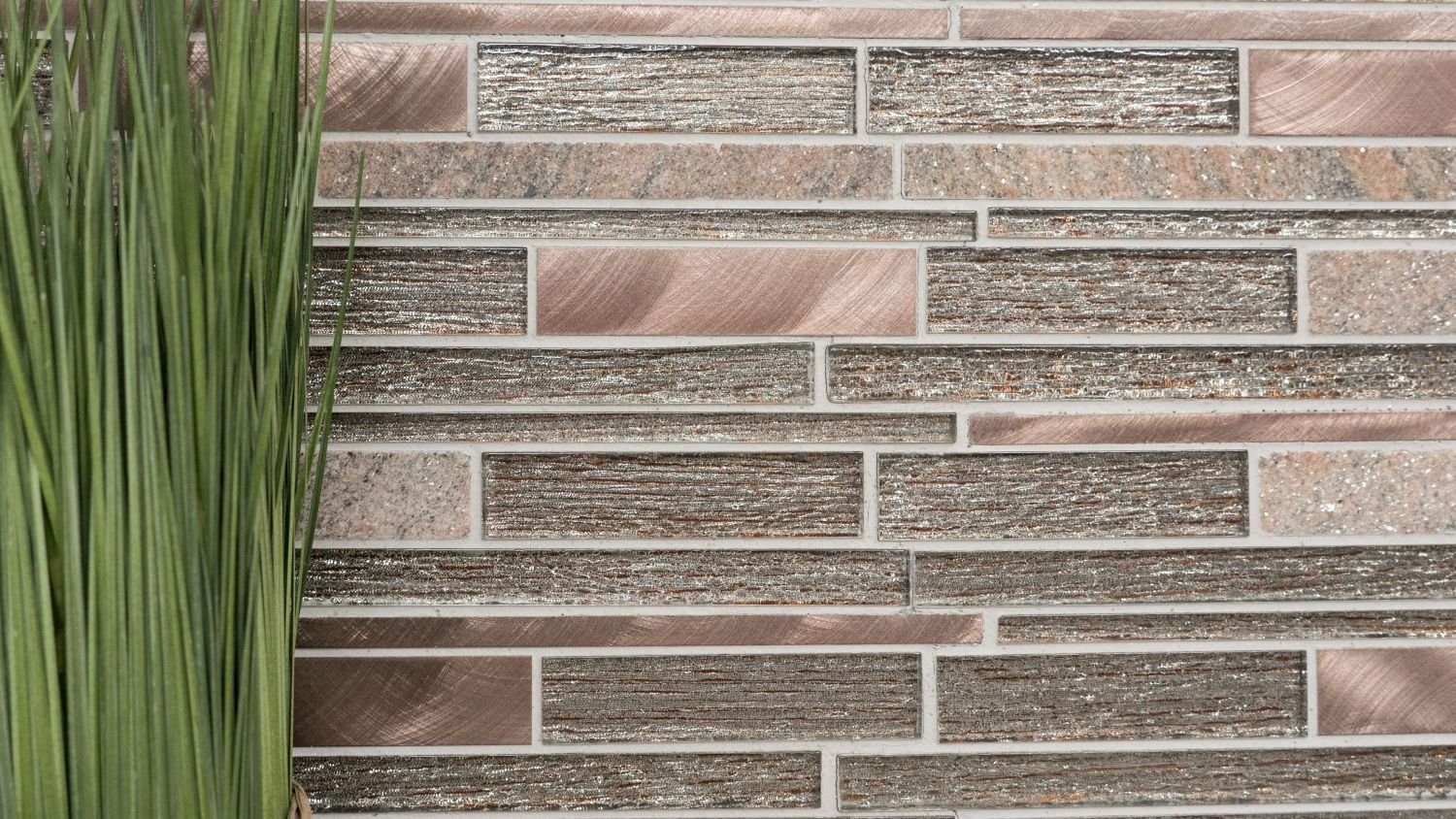 Mosani Mosaikfliesen Glasmosaik Naturstein Mosaik beige kupfer glänzend / 10 Matten