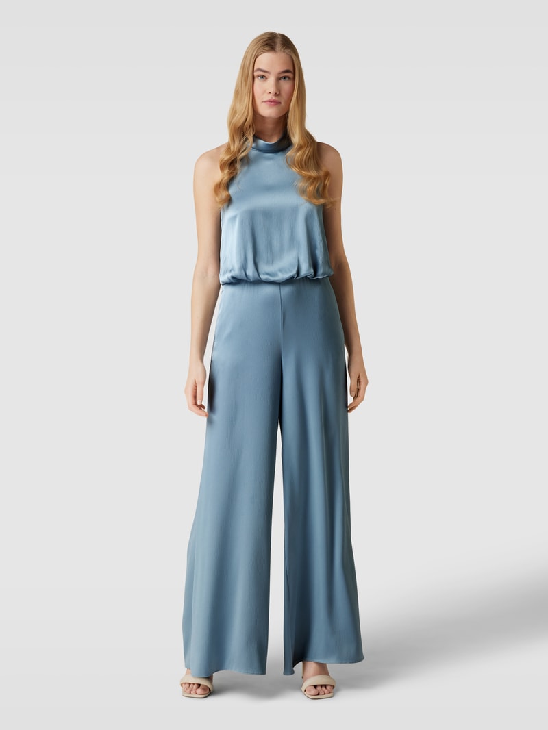 Jumpsuit mit amerikanischem Ausschnitt in hellblau