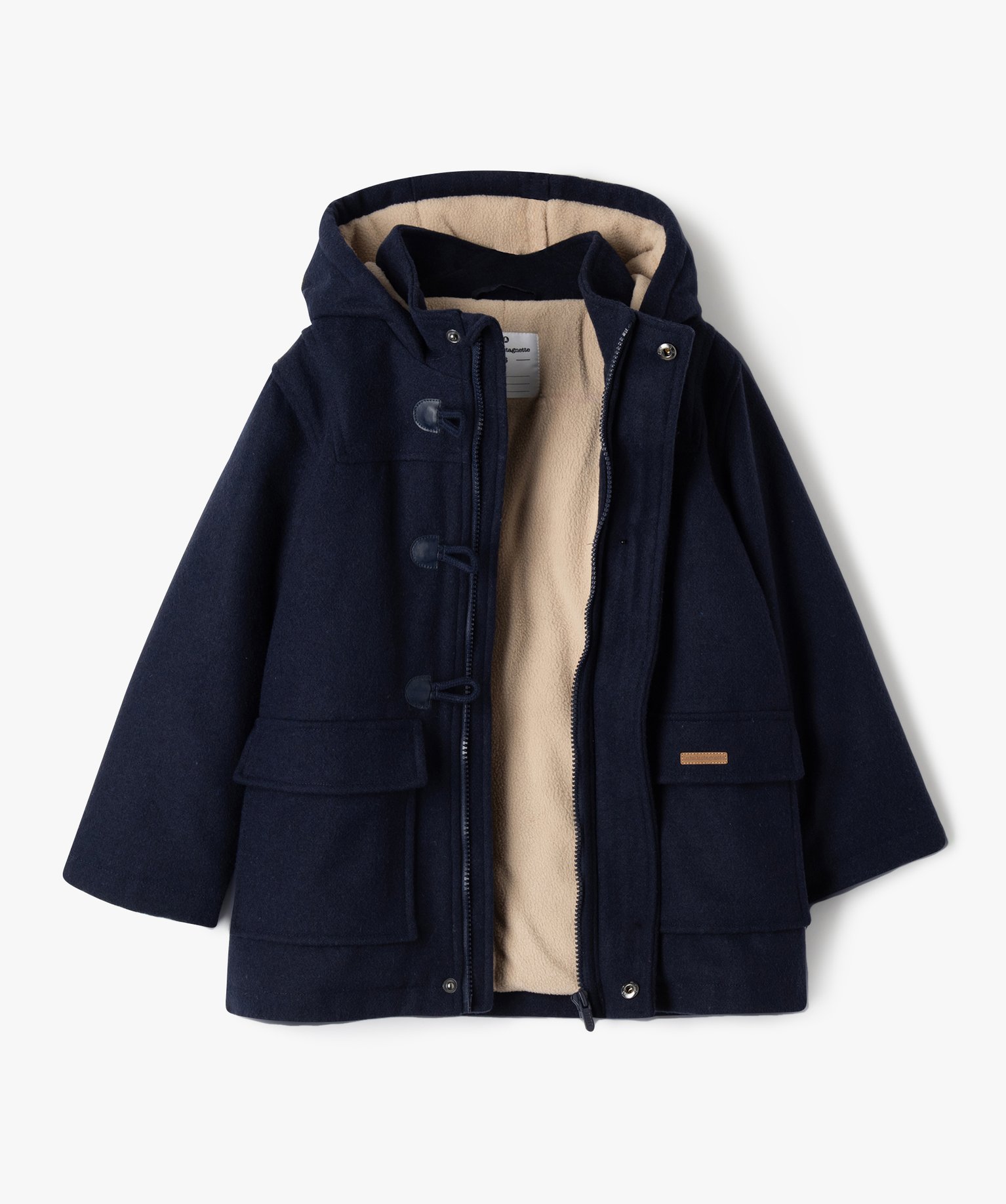 Caban en drap de laine à capuche Garçon - LuluCastagnette marine | GEMO