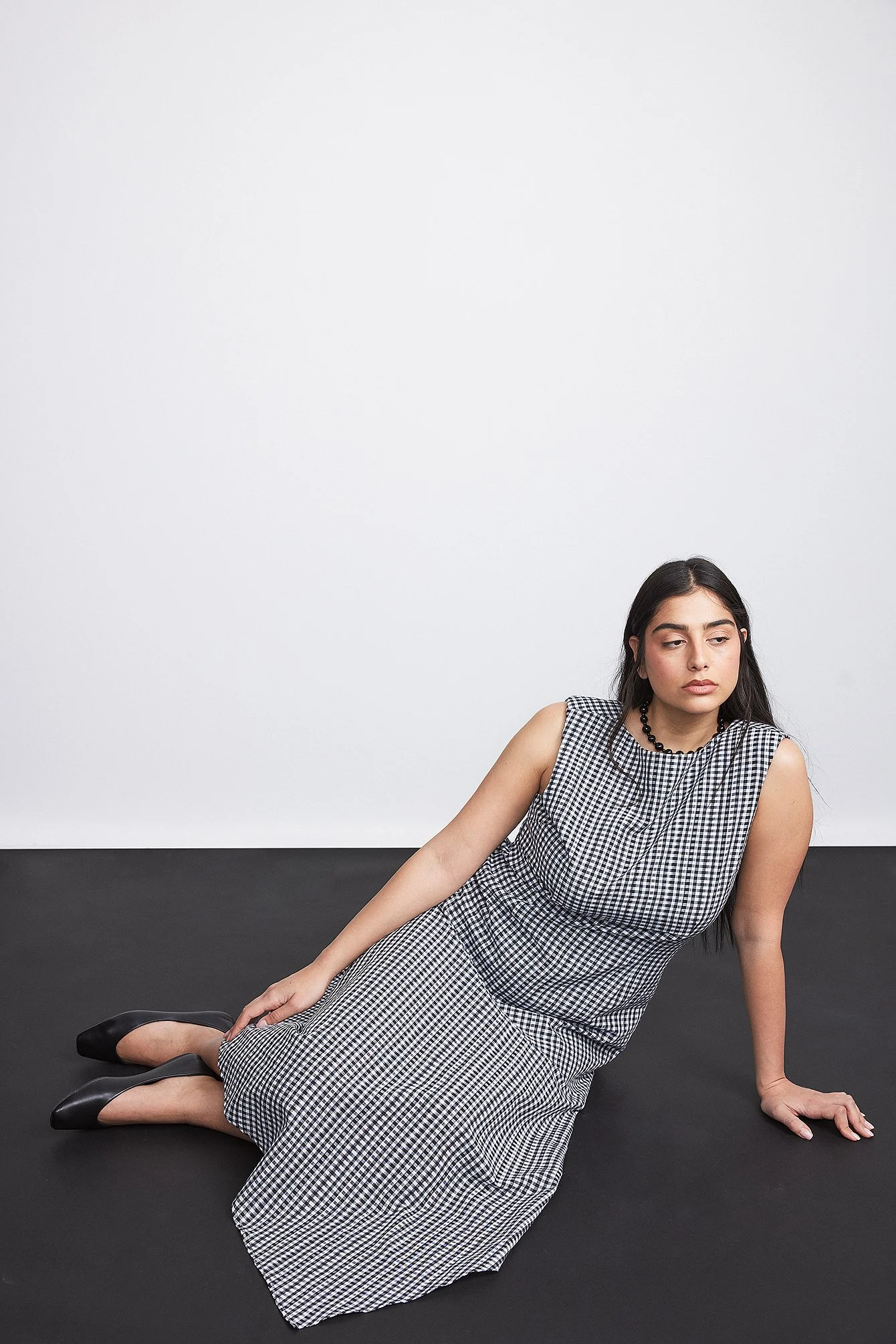 Gingham Sleeveless Midi Dress