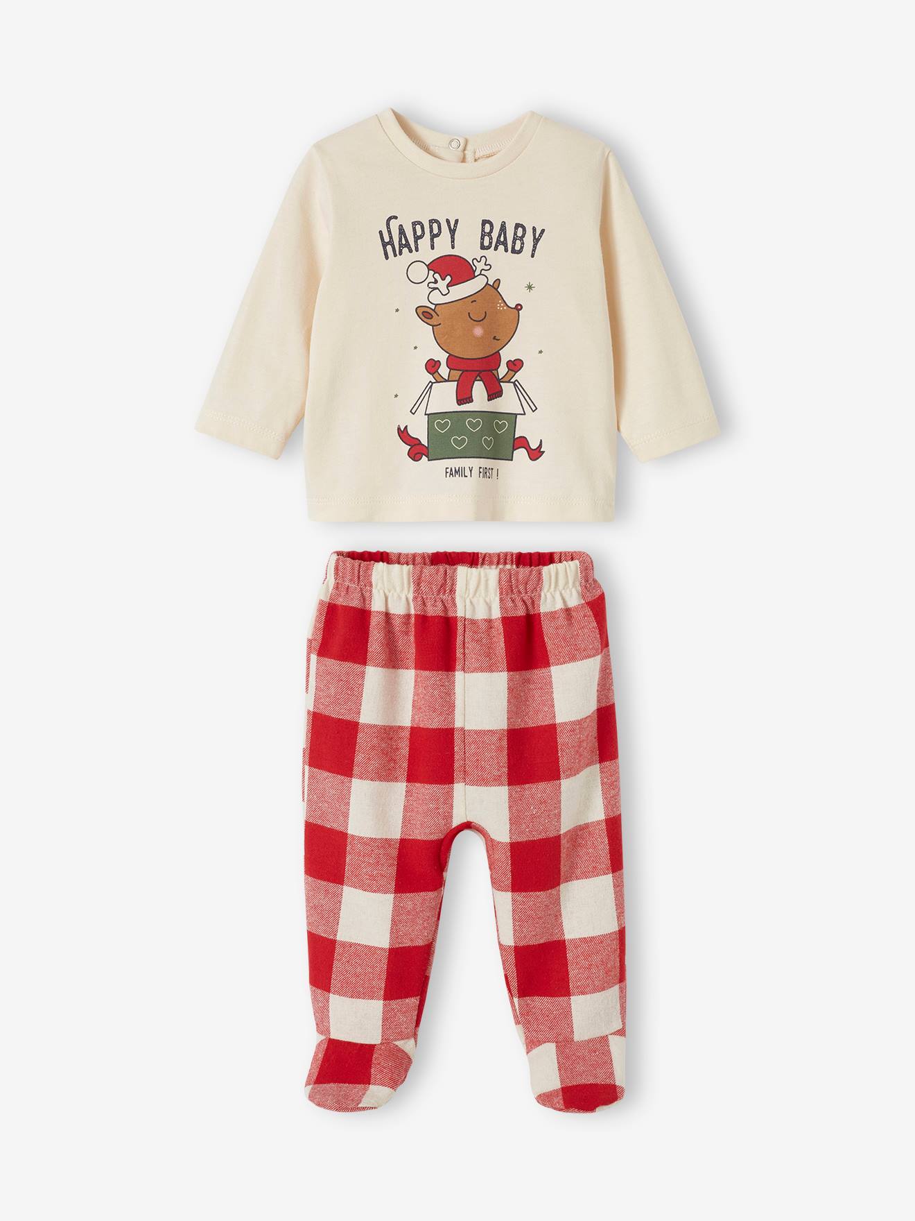 Vertbaudet Baby Weihnachts-Schlafanzug Capsule Collection FAMILY FIRST Oeko-Tex - wollweiß