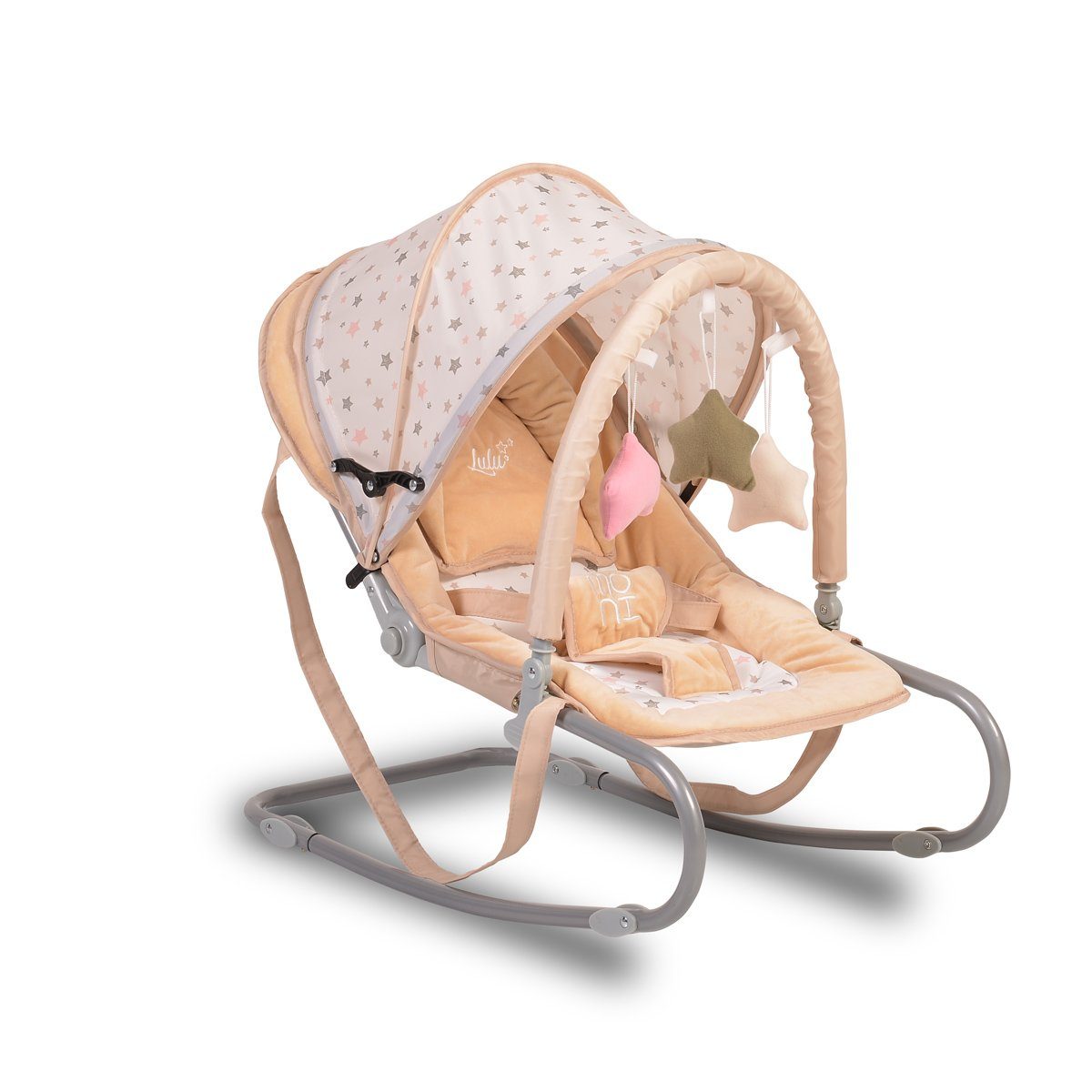 Moni Babywippe Babywippe Lulu Spielbogen, Sitzposition verstellbar Spielbogen Tragehenkel Metallrahmen