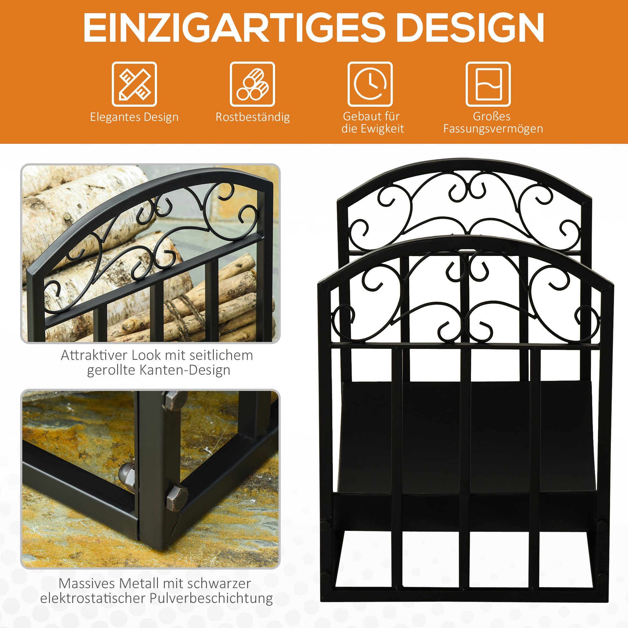 Outsunny Kaminholzregal Kaminholzregal für 60 kg