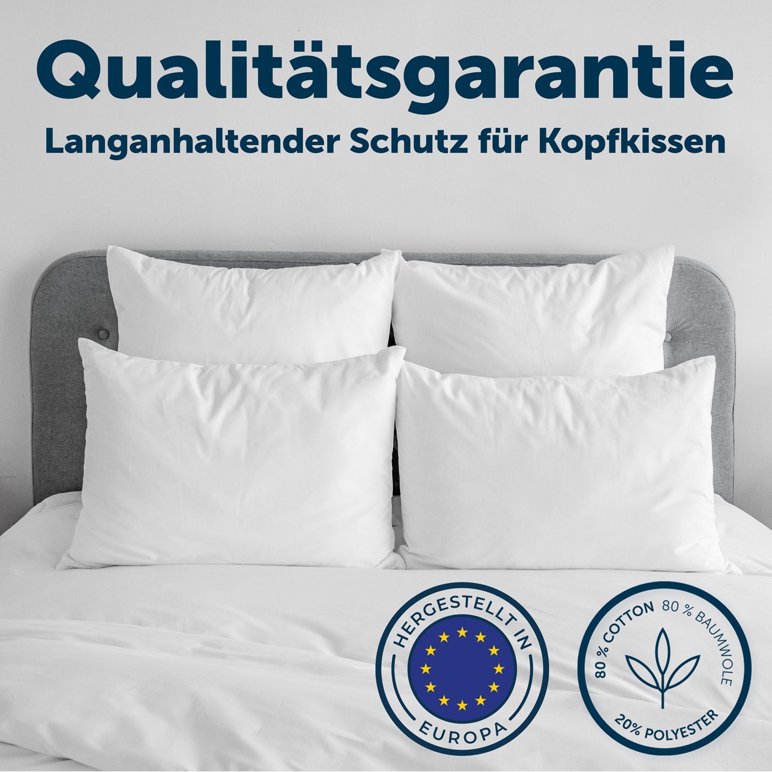 Kissenbezug Blumtal Wasserdichter Kissenbezug, Atmungsaktiv, Anti-Milben, Blumtal (1 Stück), Kissenschoner mit Reißverschluss, Oeko-Tex 100 Zertifiziert
