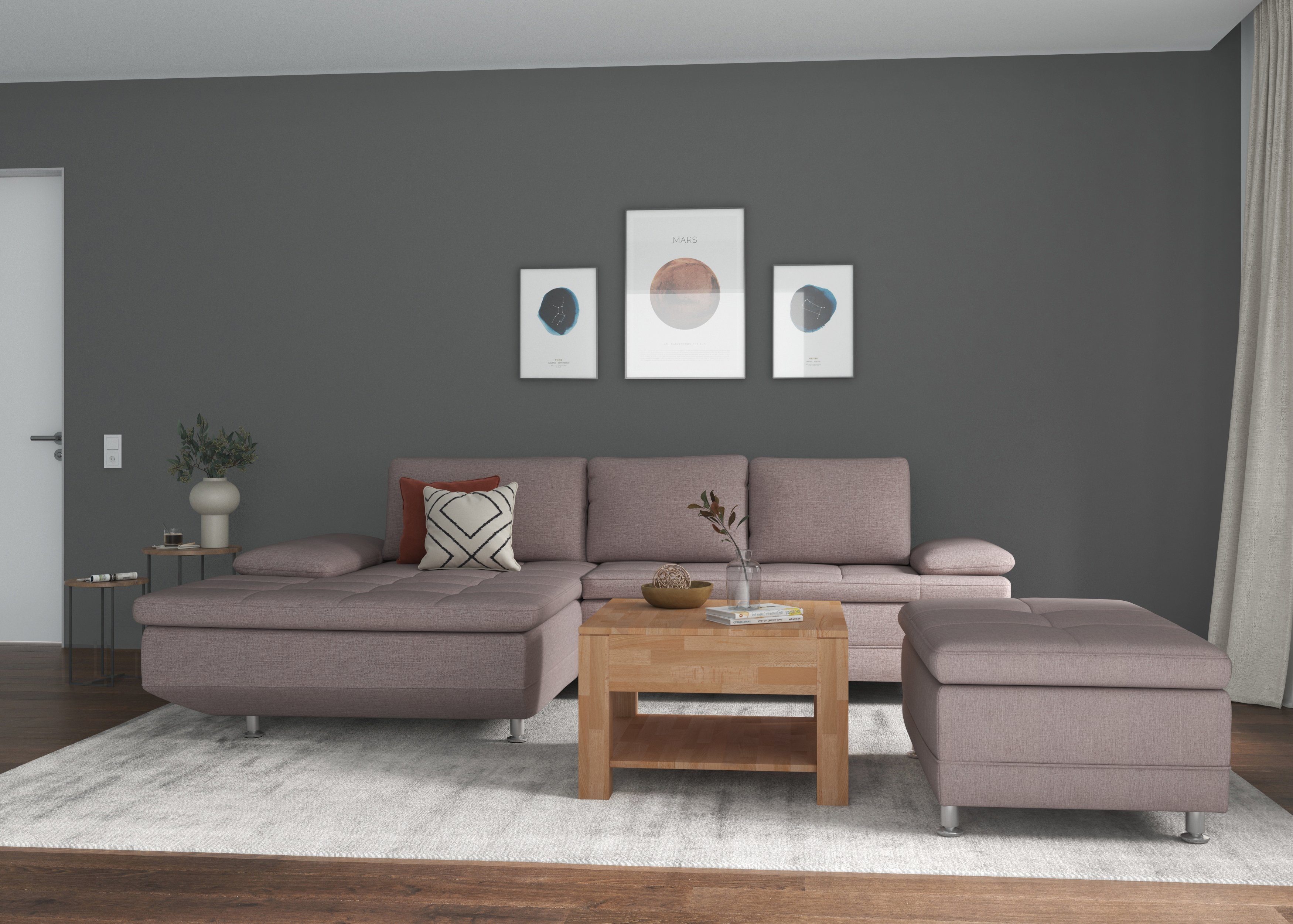 Woltra Couchtisch Kolding, Massivholz mit Schublade