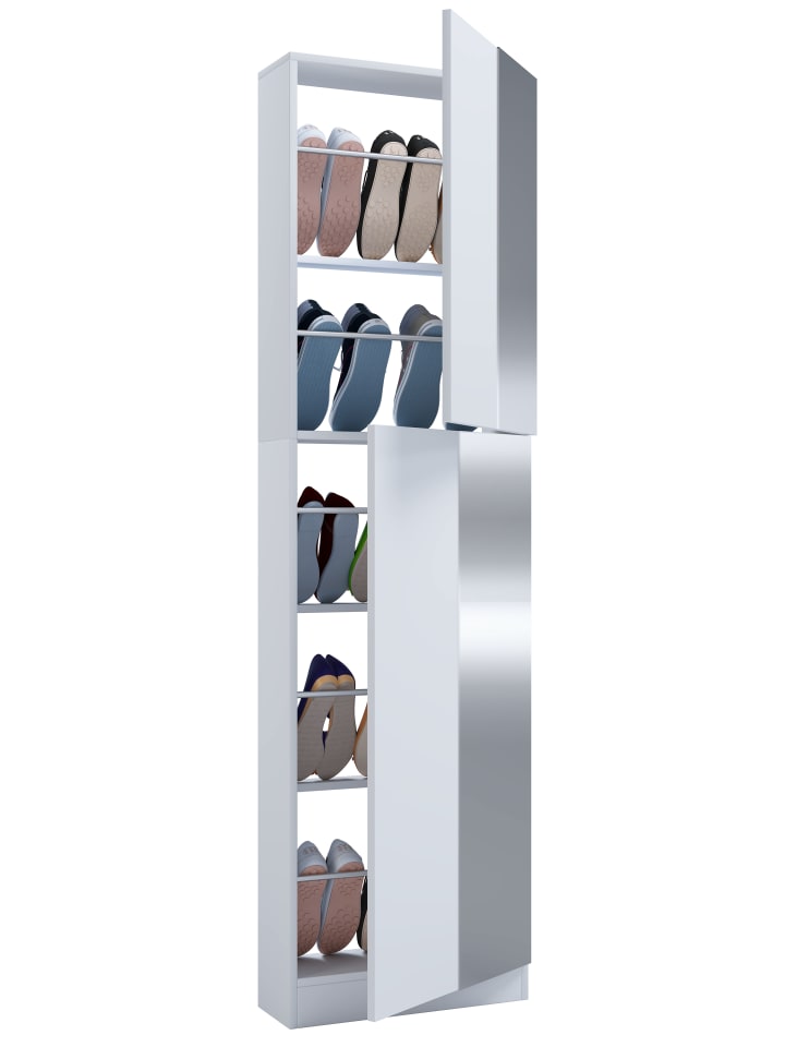 VCM  Holz Schuhschrank Schuhkommode Fulisa XL Spiegel in Weiß günstig kaufen onesize