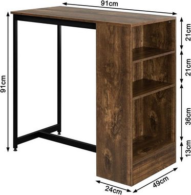 Woltu Bartisch (1-St), mit 3 Regalfächern, aus Holzwerkstoff 91x49x91 cm