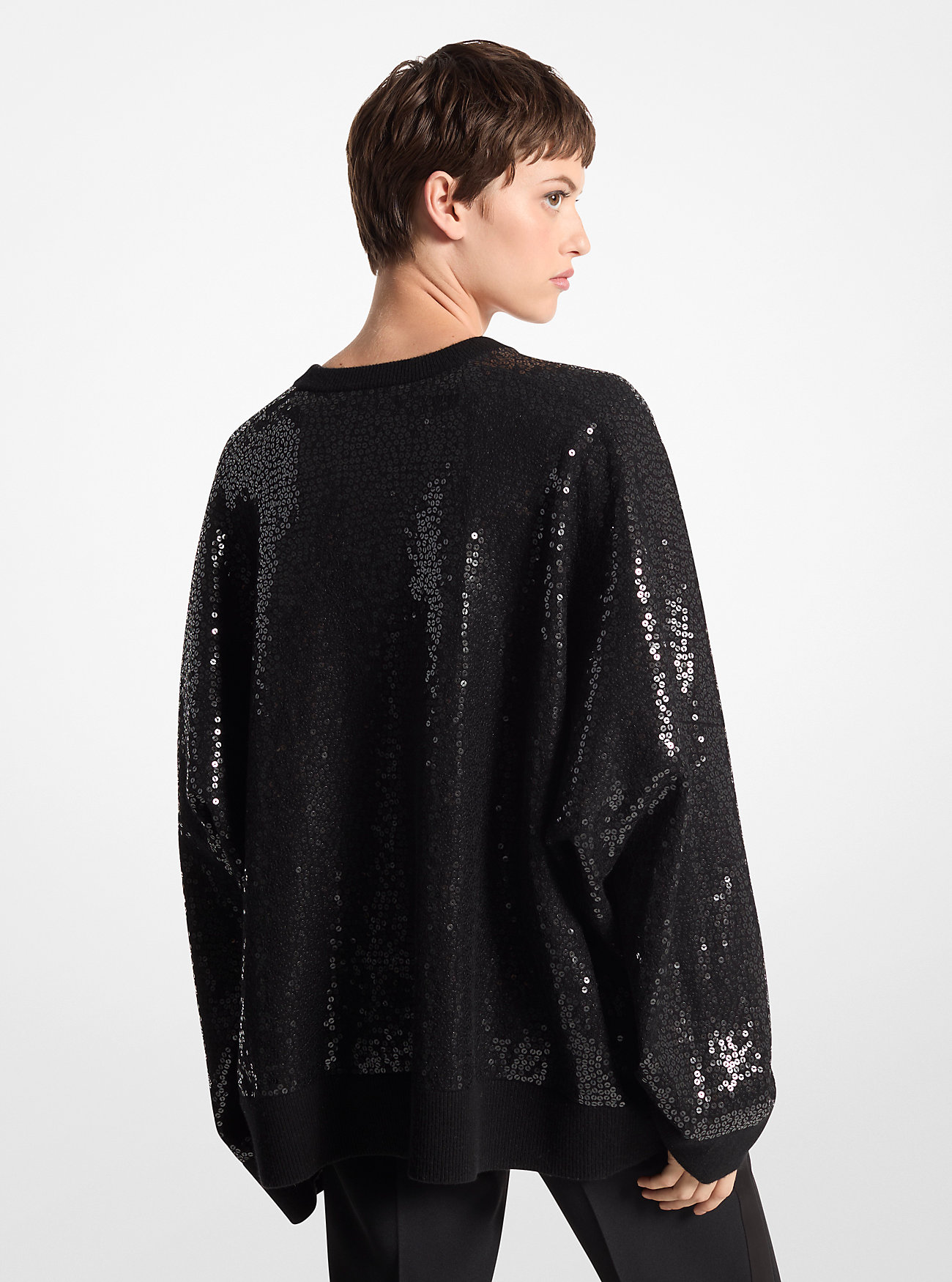 Sequined Cashmere Sweater - BLACK