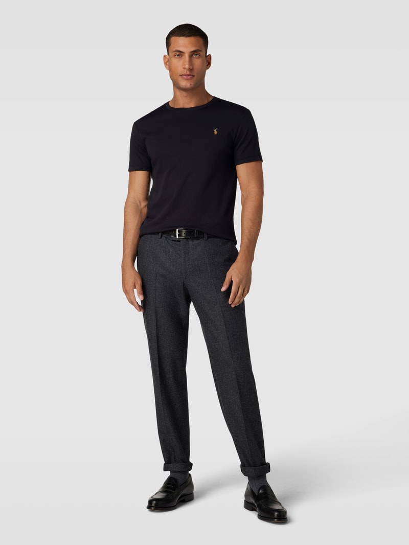 T-Shirt mit Streifenmuster Modell 'PIMA' in schwarz