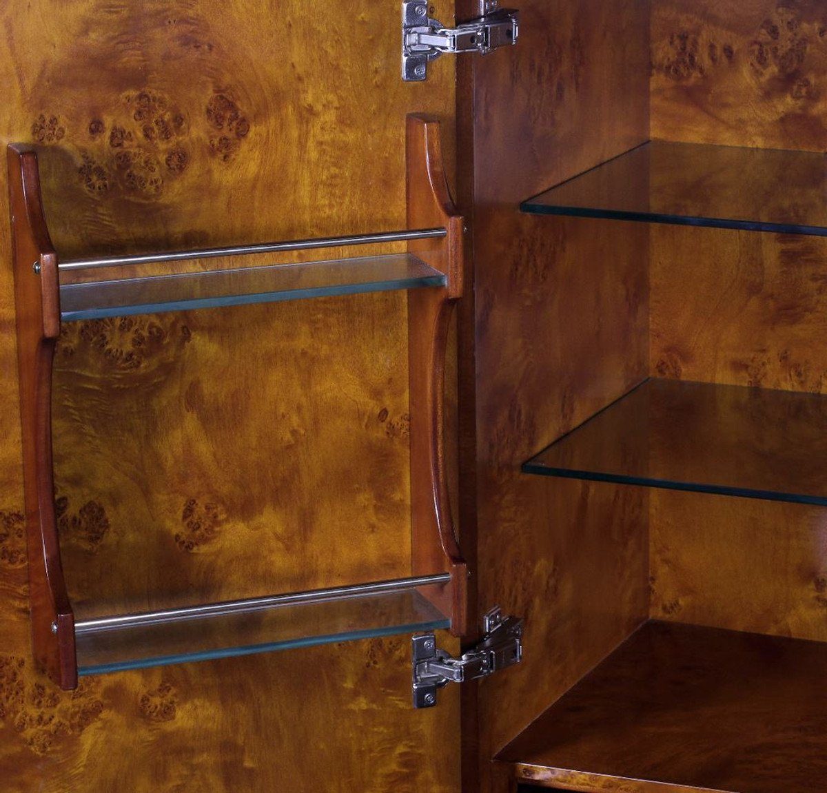 Casa Padrino Barschrank Luxus Art Deco Barschrank Braun / Weiß / Schwarz 80 x 45 x H. 170 cm - Massivholz Weinschrank - Bar Möbel - Hotel Möbel - Luxus Qualität