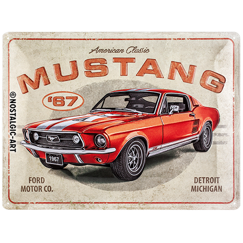 Nostalgic Art Retro Blechschild 30x40cm, Motiv "Ford Mustang - GT 1967 Red", 1 Stück - ATU