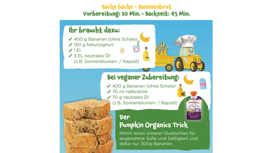 pumpkin organics Bio Hafer & Dinkel Bananenbrot Backmischung 350 g